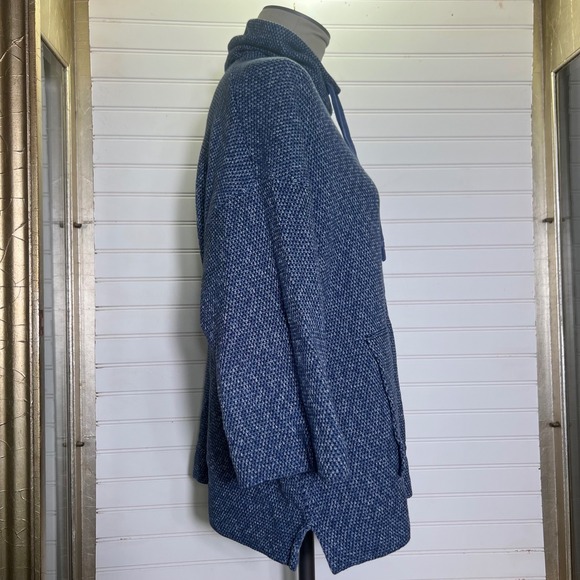 Pure Jill Womens Petite Small Blue Knit Cowl Neck Tunic Top with Drawstring - Picture 2 of 9